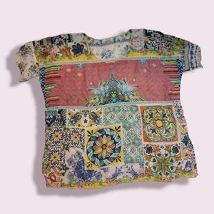 Johnny Was Silk Hummingbird Blouse